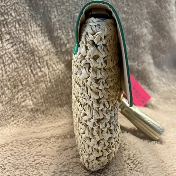 LILLY PULITZER Botanical Garden Straw Crossbody Flutter Clutch - Picture 9 of 17